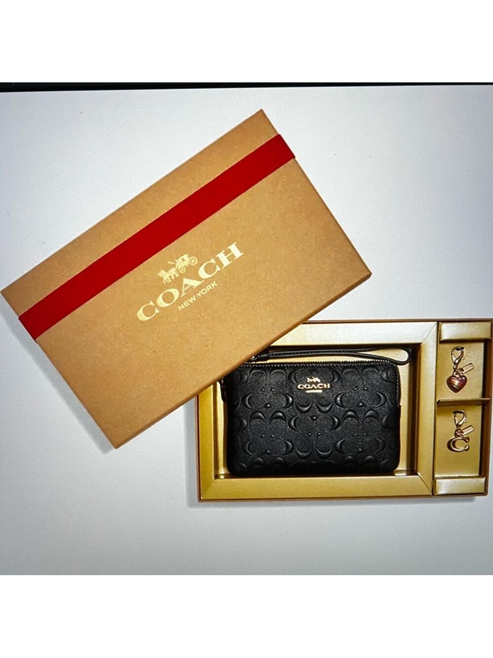 Coach Black Wristlet Wallet Gift Set with charms